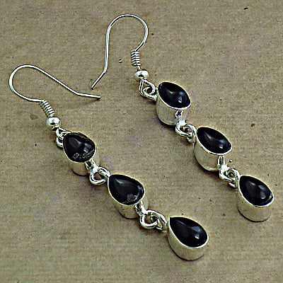925 Silver Black Onyx Drop Earrings for Women | Dangle Earrings