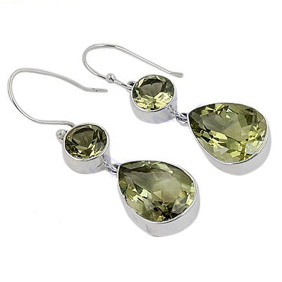 Silver Green Amethyst Drop Earrings for Women | Dangle Jewelry