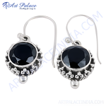 将图像加载到图库查看器中， 925 sterling silver hook earrings featuring black onyx gemstones, perfect for women&#39;s daily wear.
