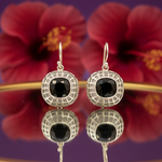 Load image into Gallery viewer, 925 Silver Black Stone Cage Earrings for Women | Dangle Earrings
