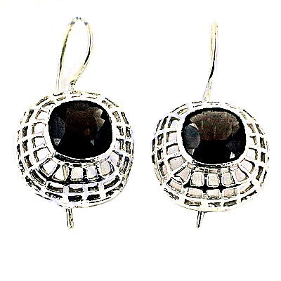 925 Silver Black Stone Cage Earrings for Women | Dangle Earrings