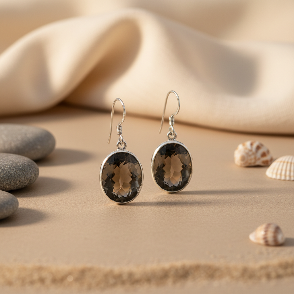 925 Silver Smoky Quartz Earrings for Women | Gemstone Jewelry