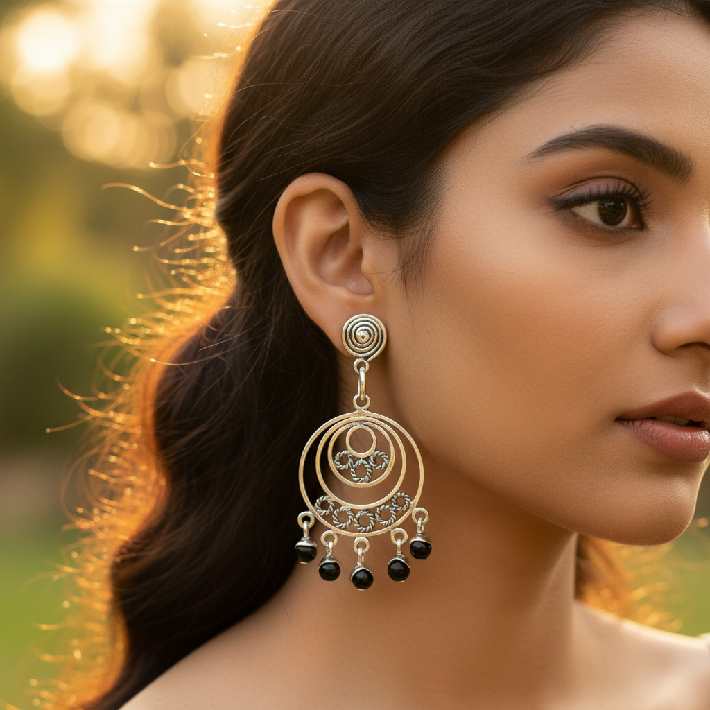 925 silver black onyx chandelier earrings for women | dangle earrings