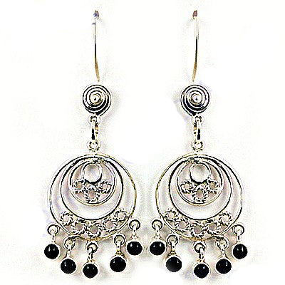 925 Silver Black Onyx Chandelier Earrings for Women | Dangle Earrings