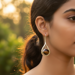 Load image into Gallery viewer, 925 Silver Tiger Eye Teardrop Earrings for Women
