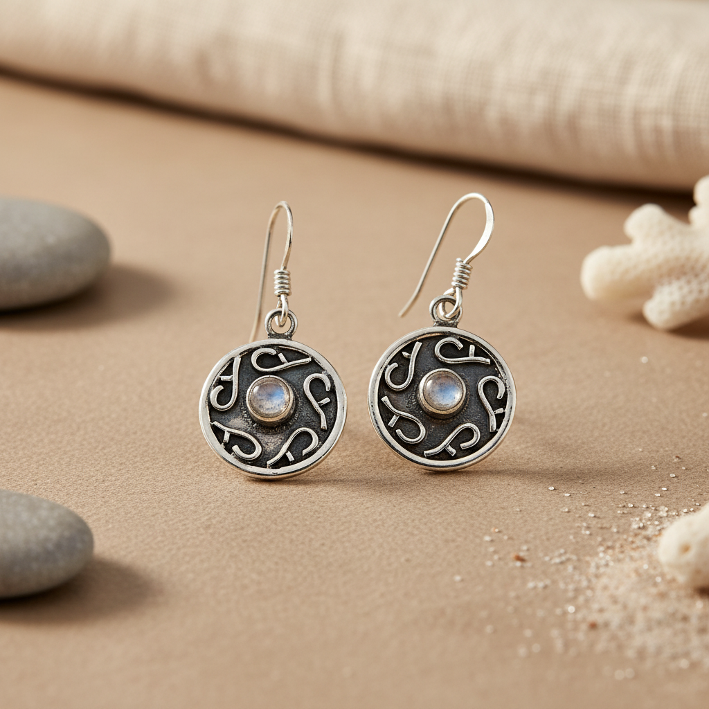 925 Silver Moonstone Earrings | Celtic Knot Design for Women