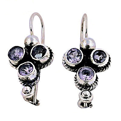 925 silver amethyst drop earrings for women | gemstone jewelry