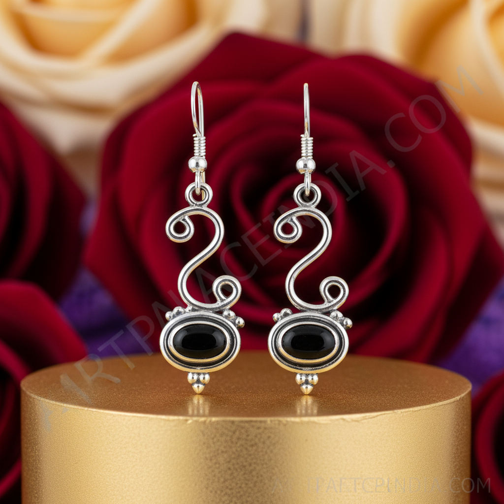 925 Silver Black Onyx Dangle Earrings for Women | Gift