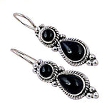 Load image into Gallery viewer, 925 Silver Onyx Drop Earrings for Women | Black Gemstone Jewelry
