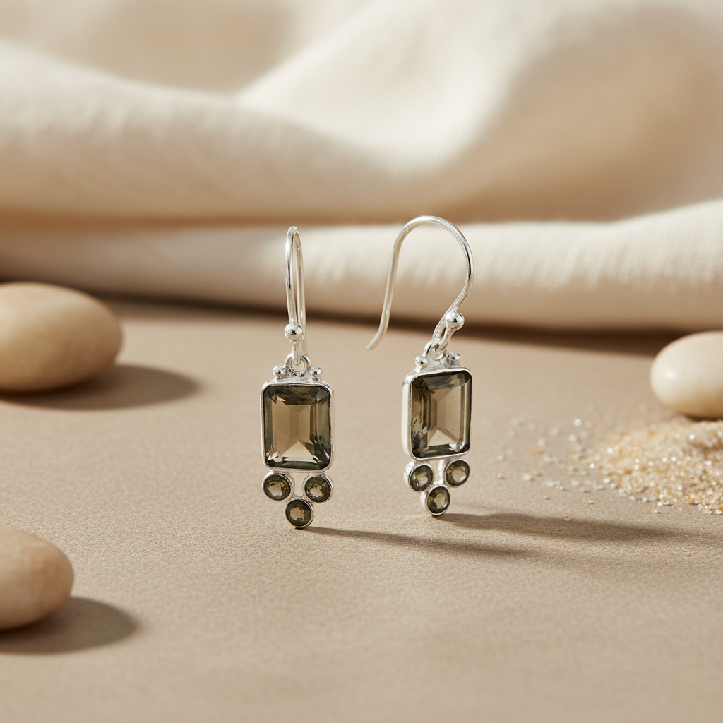 925 Silver Smoky Quartz Earrings for Women | Gemstone Jewelry
