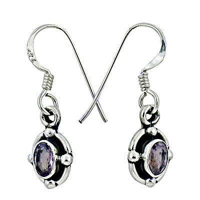 925 silver amethyst drop earrings for women | gemstone jewelry
