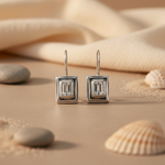 Load image into Gallery viewer, Silver Square Earrings with Gemstone | Elegant Women's Jewelry
