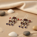 Load image into Gallery viewer, 925 Silver Multi-Gemstone Dangle Earrings | Women's Jewelry Gift

