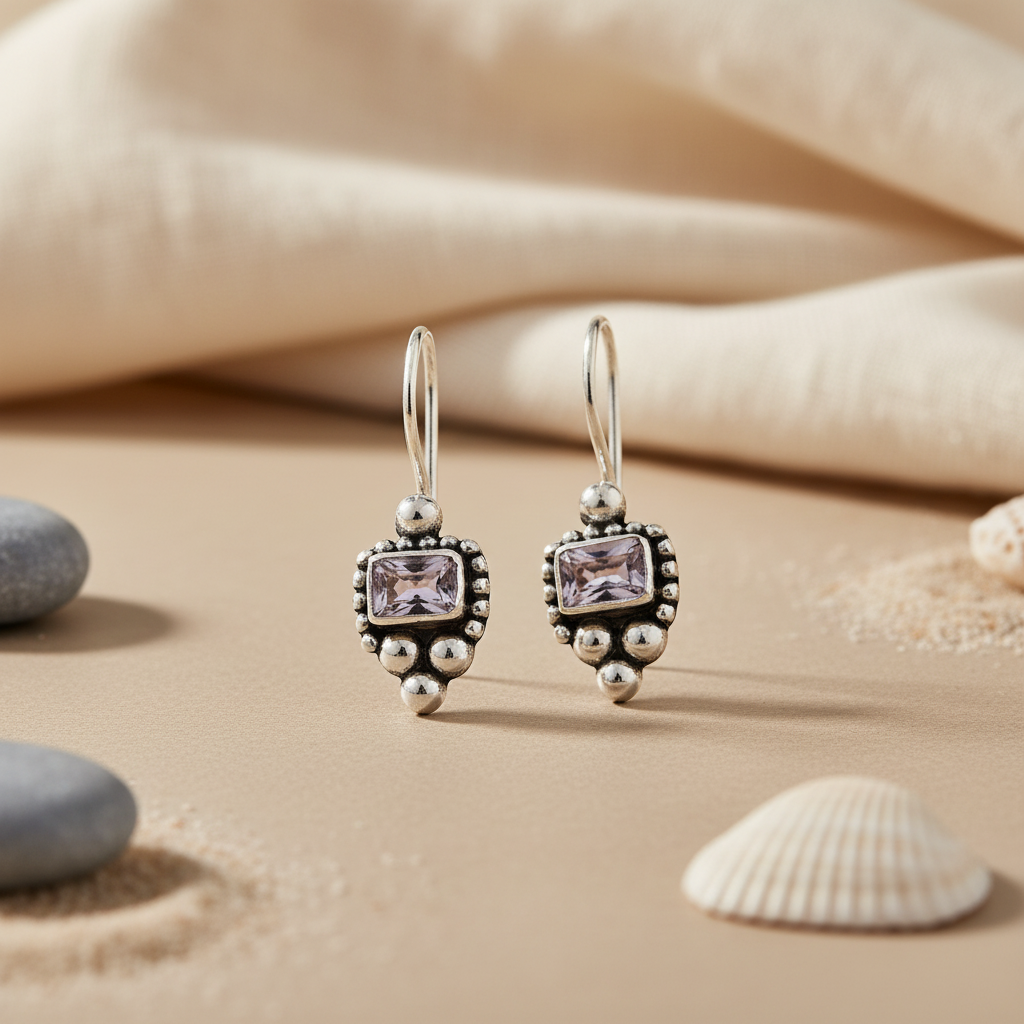 925 Silver Amethyst Earrings for Women | Dangle Earrings Gift