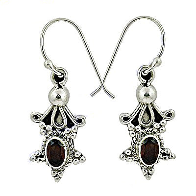 925 Silver Garnet Drop Earrings for Women | Gemstone Jewelry