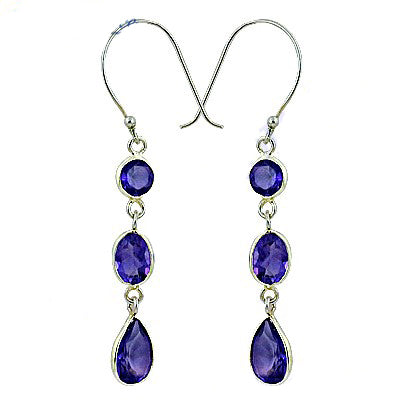 925 silver amethyst drop earrings for women | gemstone jewelry