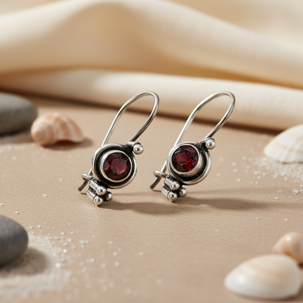 925 Silver Garnet Earrings for Women | Dangle Earrings