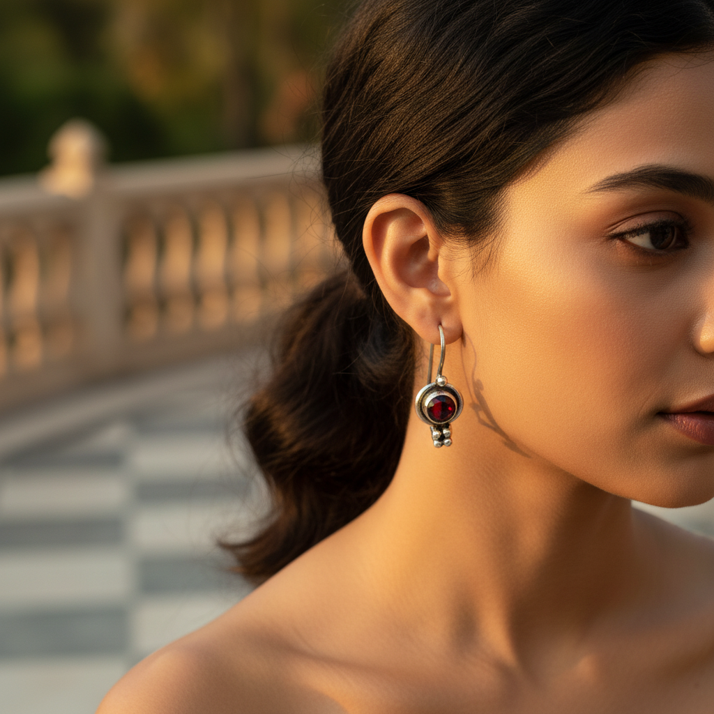 925 Silver Garnet Earrings for Women | Dangle Earrings