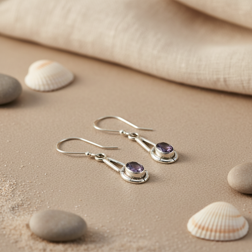 925 Silver Amethyst Drop Earrings for Women | Dangle Earrings
