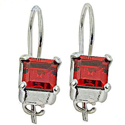 Silver red gemstone earrings for women | dangle jewelry