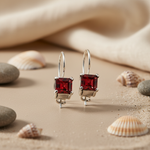 将图像加载到图库查看器中， Silver Red Gemstone Earrings for Women | Dangle Jewelry
