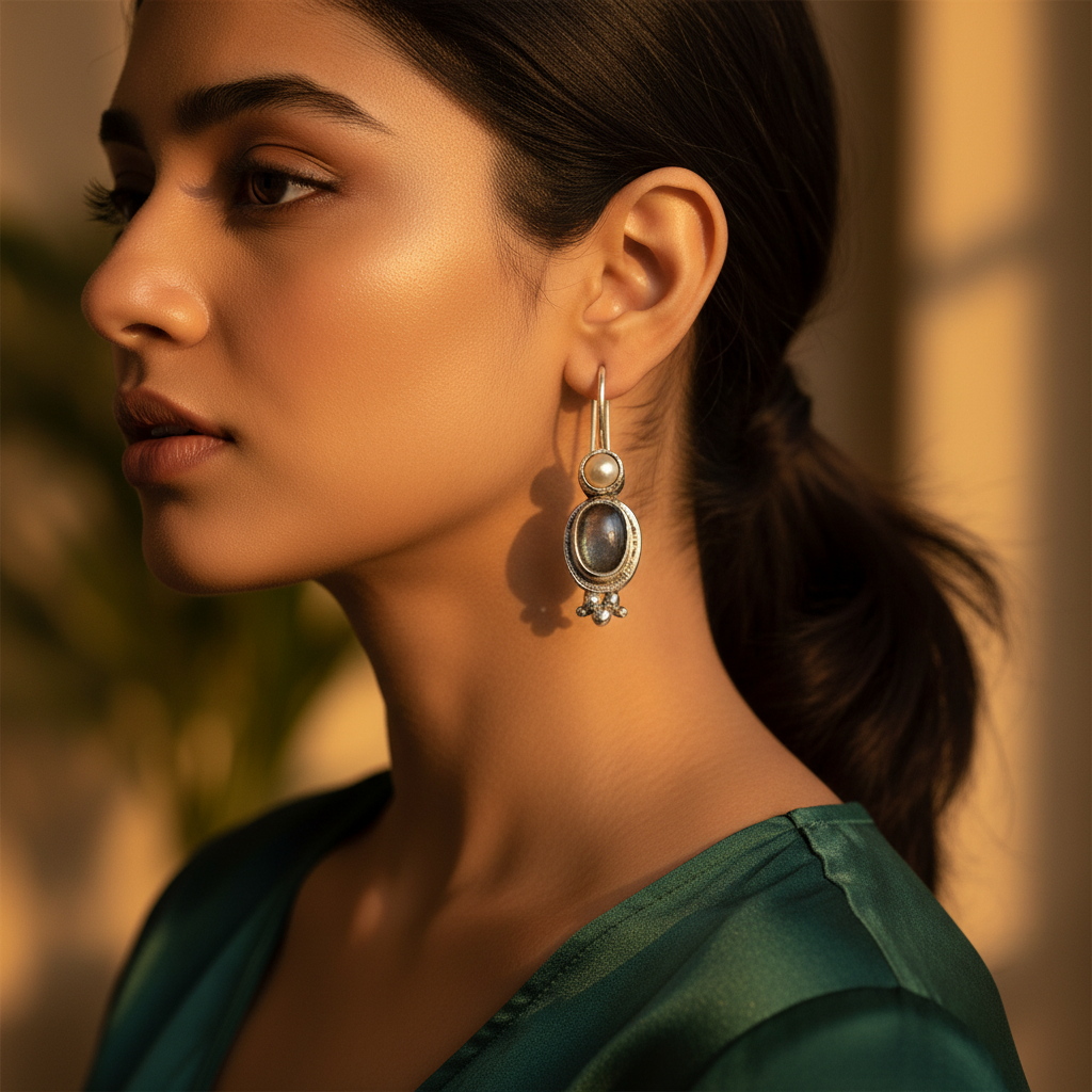925 Sterling Silver Pearl & Gemstone Earrings for Women