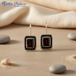 Load image into Gallery viewer, 925 Silver Garnet Earrings | Square Gemstone Earrings for Women
