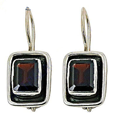 925 Silver Garnet Earrings | Square Gemstone Earrings for Women