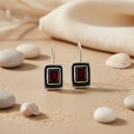 Load image into Gallery viewer, 925 Silver Garnet Earrings | Square Gemstone Earrings for Women
