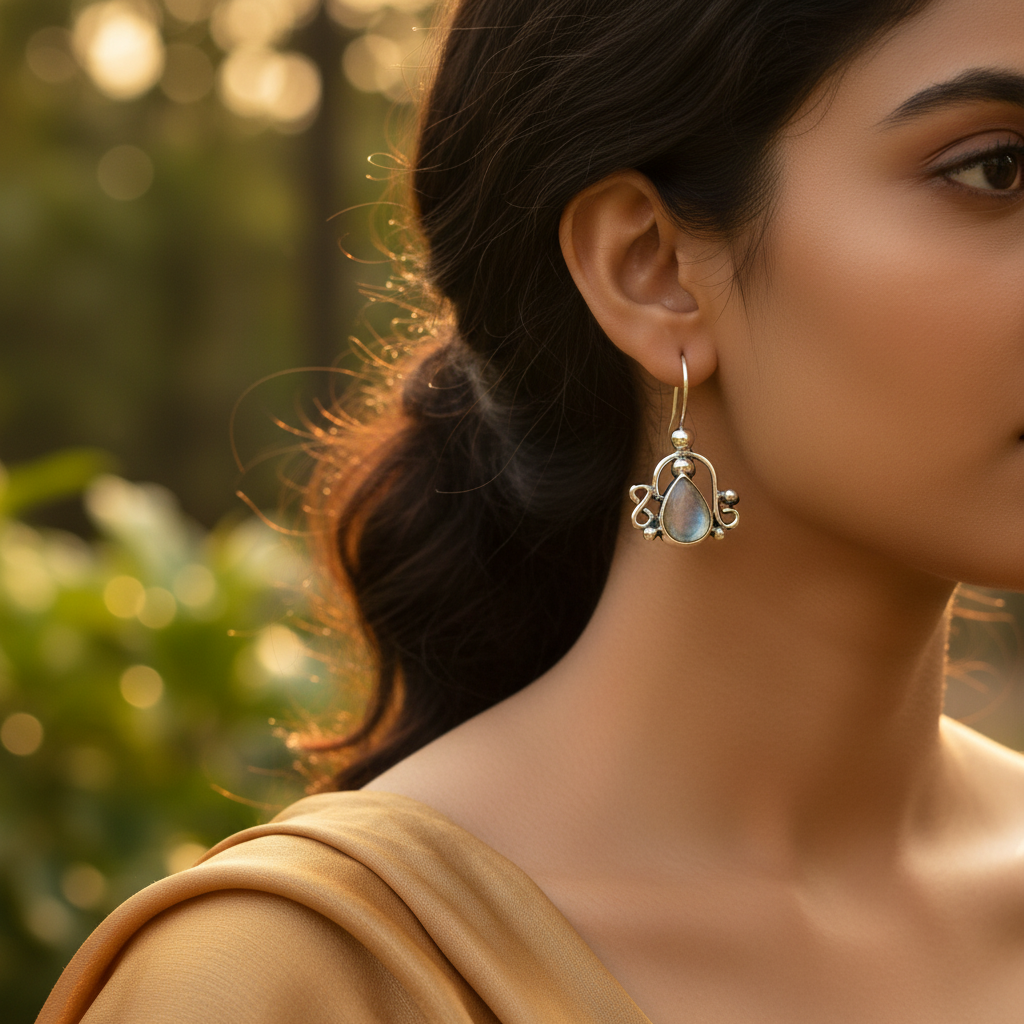 925 Silver Moonstone Teardrop Earrings for Women | Dainty Jewelry