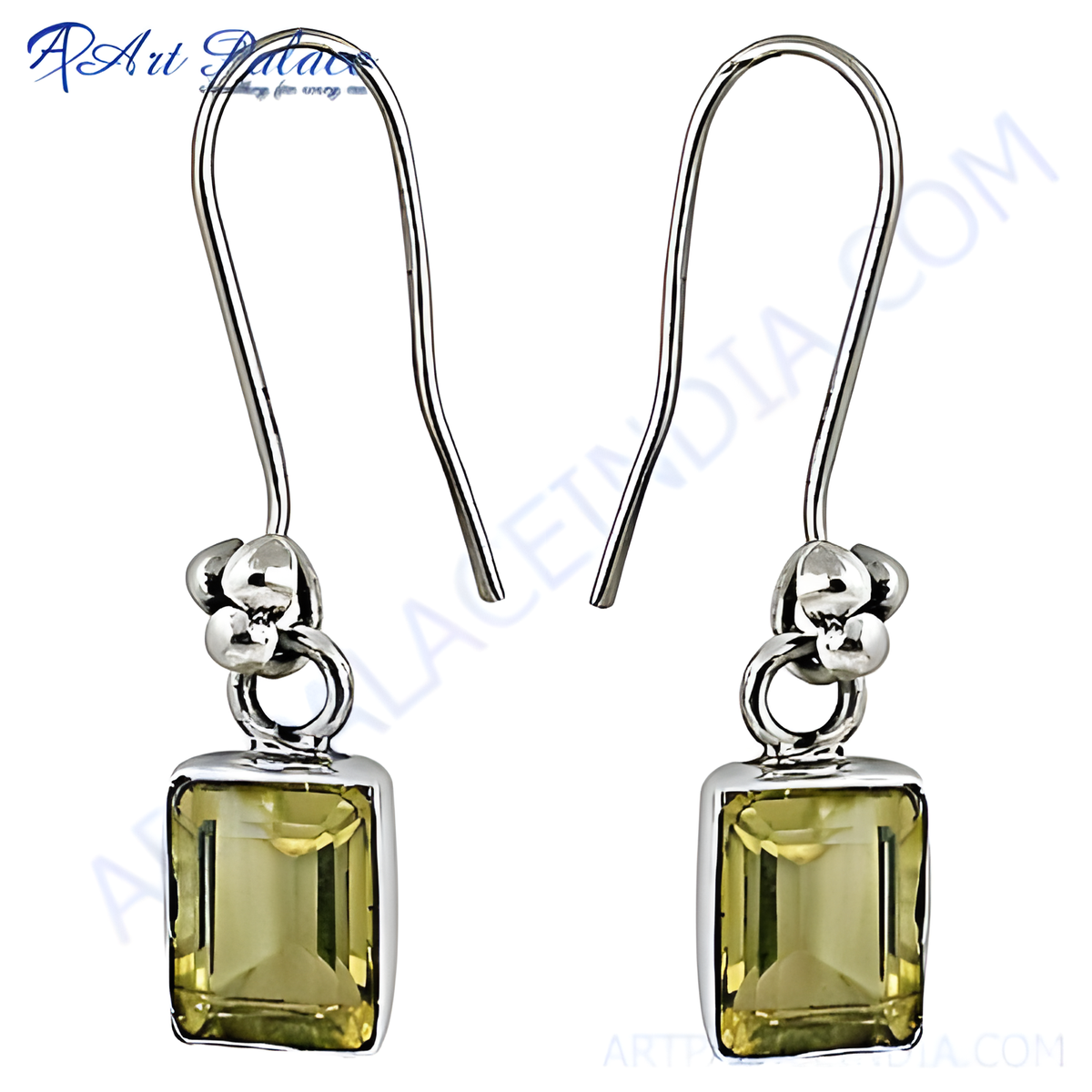 925 sterling silver drop earrings with yellow citrine gemstones, a classic jewelry piece