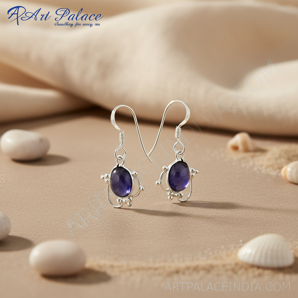 925 Sterling Silver Purple Gemstone Earrings for Women
