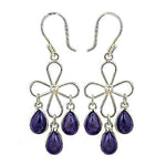 Load image into Gallery viewer, Silver Flower Amethyst Dangle Earrings for Women | Gift
