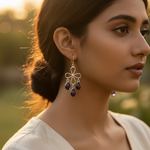 将图像加载到图库查看器中， Silver Flower Amethyst Dangle Earrings for Women | Gift
