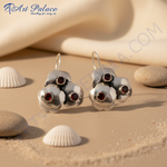 Load image into Gallery viewer, 925 Silver Garnet Floral Earrings | Women's Jewelry Gift
