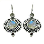 Load image into Gallery viewer, 925 Silver Moonstone &amp; Garnet Earrings | Women's Jewelry Gift
