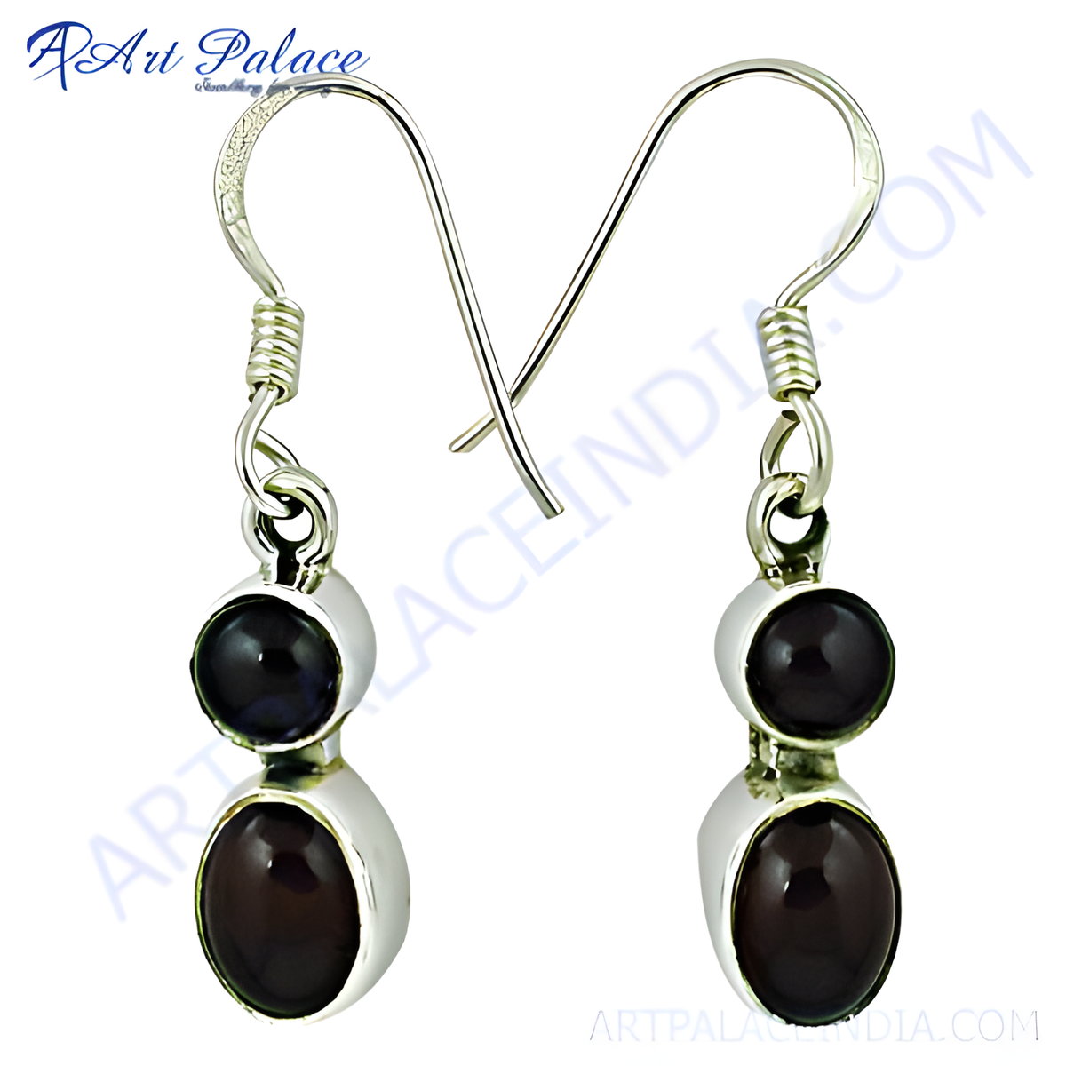 925 sterling silver drop earrings with oval garnet gemstones, showcasing a classic design and rich red color