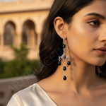 Load image into Gallery viewer, 925 Silver Amethyst &amp; Black Onyx Drop Earrings for Women
