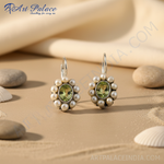 Load image into Gallery viewer, Silver Pearl &amp; Peridot Earrings for Women | Gemstone Jewelry
