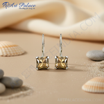 Load image into Gallery viewer, Silver Princess Cut Topaz Drop Earrings for Women | Gift
