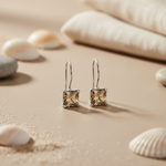 将图像加载到图库查看器中， Silver Princess Cut Topaz Drop Earrings for Women | Gift
