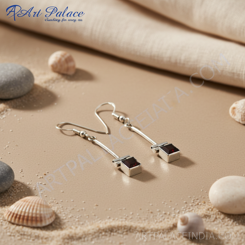 925 Silver Garnet Drop Earrings for Women | Dangle Earrings