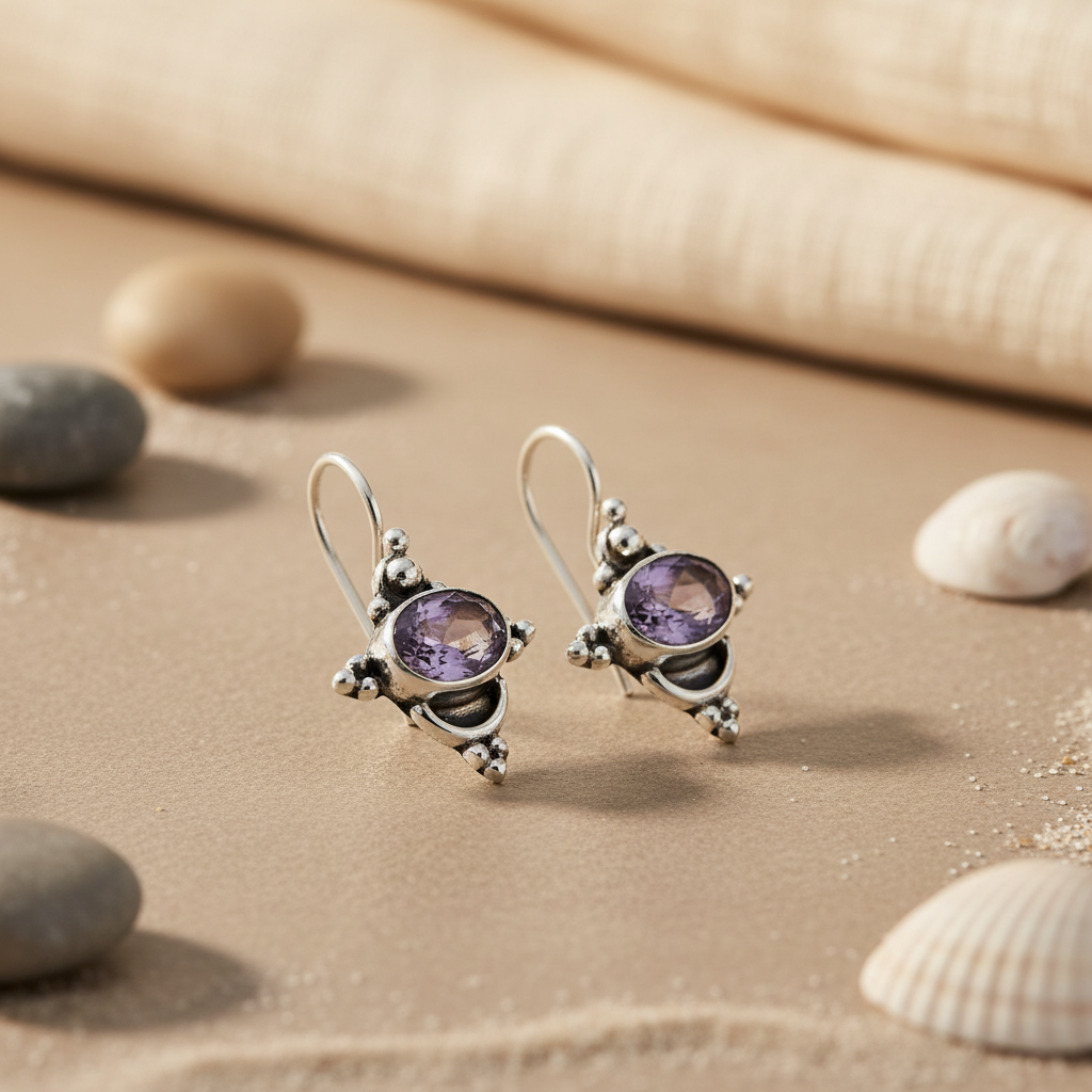 925 Silver Amethyst Drop Earrings | Women's Jewelry Gift