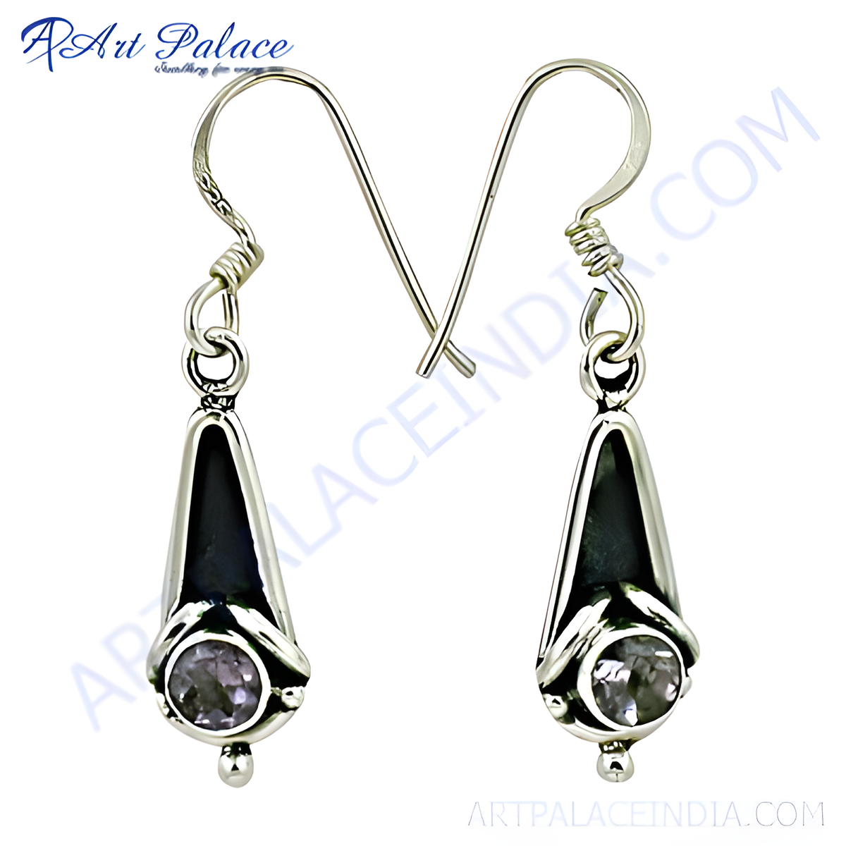 925 sterling silver dangle earrings with purple amethyst gemstones, elegant drop style, women's jewelry