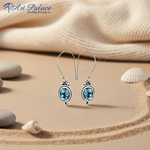 将图像加载到图库查看器中， 925银蓝色托帕石耳环（女士款）| 宝石首饰
