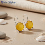 Load image into Gallery viewer, Silver Amber Drop Earrings | Women&#39;s Genuine Gemstone Jewelry
