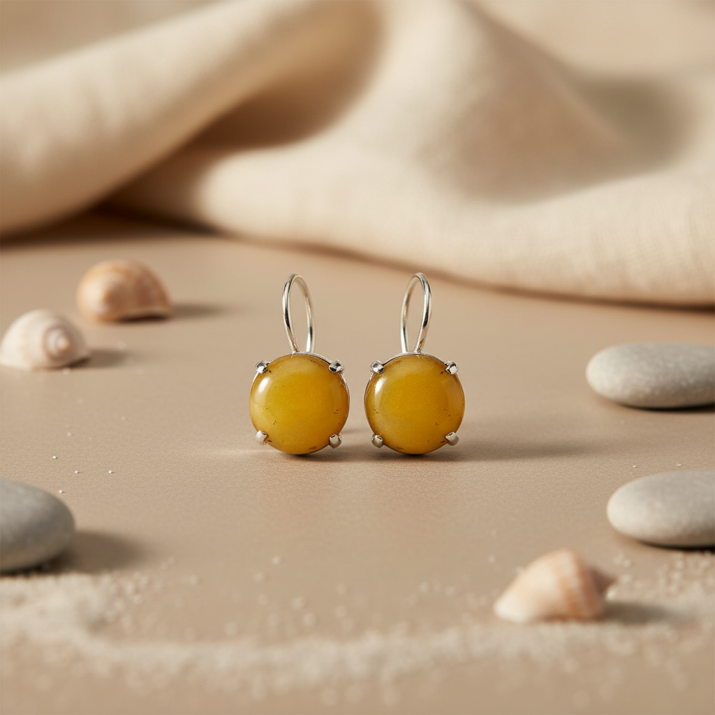 Silver Amber Drop Earrings | Women's Genuine Gemstone Jewelry