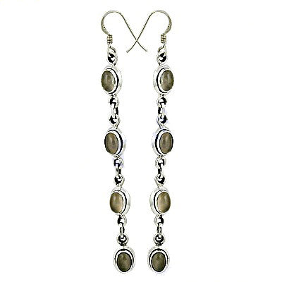 925 Silver Long Drop Earrings with Gemstones | Women's Jewelry