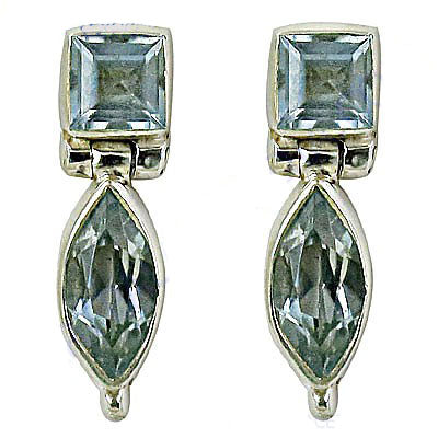 925 Silver Blue Gemstone Earrings for Women | Dangle Earrings