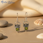 Load image into Gallery viewer, 925 Silver Peridot Drop Earrings for Women | Green Gemstone Jewelry
